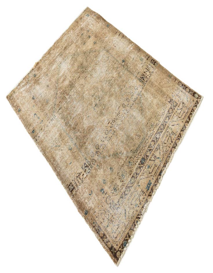 Detail image of  3' 4 x 4' 5  Hand Knotted Ultra Vintage Persian Wool Rug