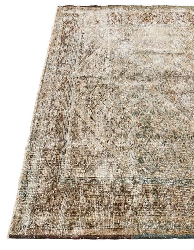 Detail image of  6' 7 x 10'  Hand Knotted Ultra Vintage Persian Wool Rug