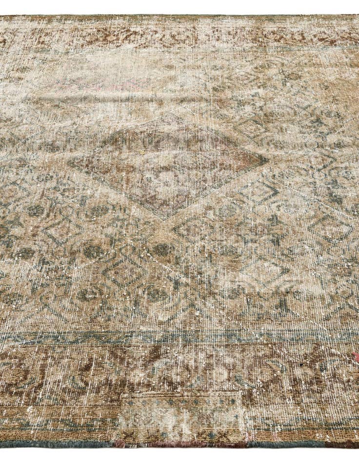 Detail image of  6' 7 x 10'  Hand Knotted Ultra Vintage Persian Wool Rug