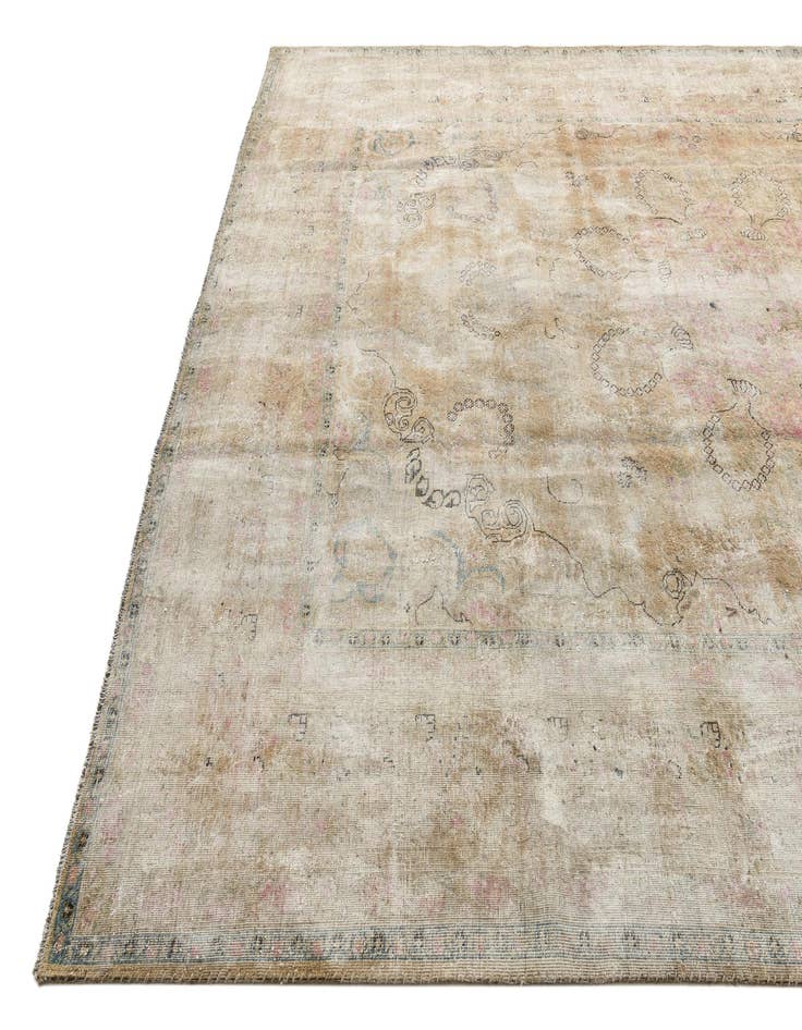 Detail image of  9' 10 x 13'  Hand Knotted Ultra Vintage Persian Wool Rug