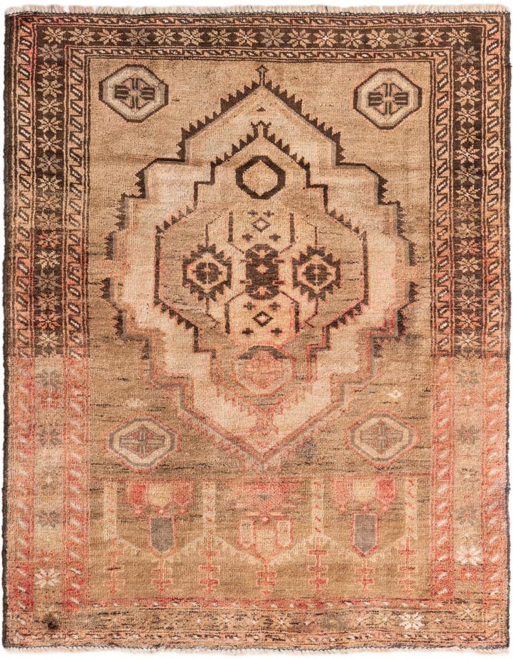  3' 5 x 5' 3  Hand Knotted Ultra Vintage Persian W...