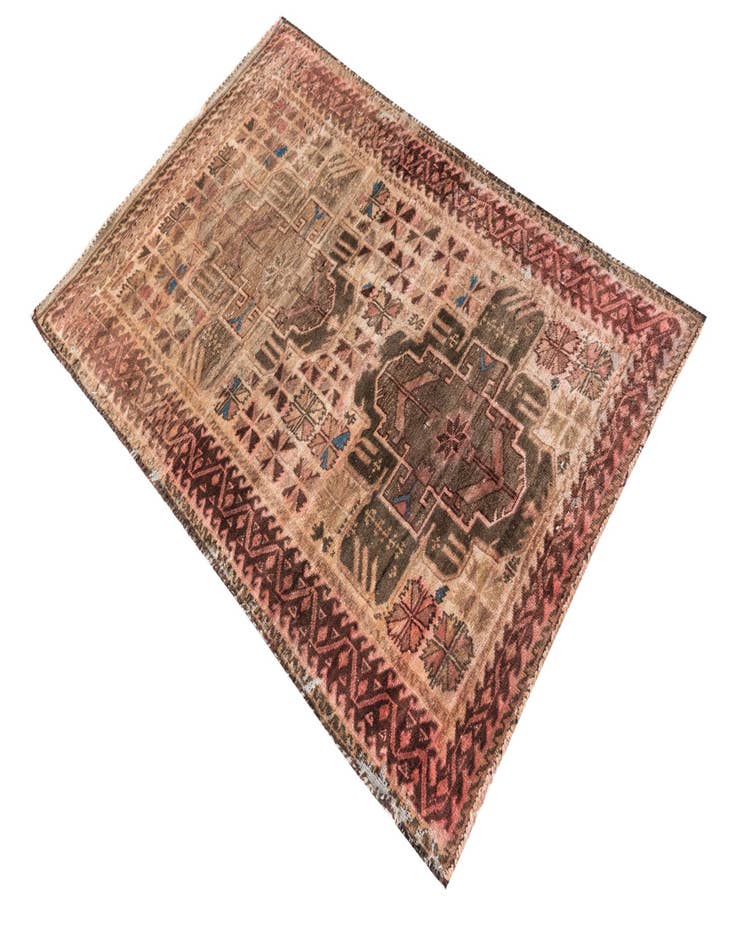 Detail image of  2' 10 x 4' 3  Hand Knotted Ultra Vintage Persian Wool Rug