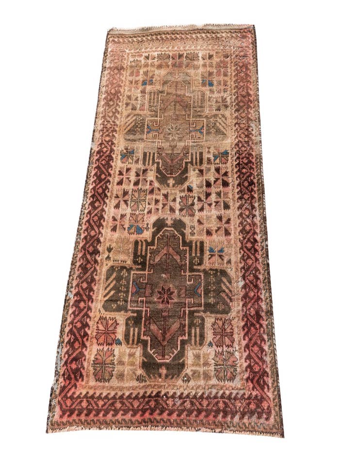 Detail image of  2' 10 x 4' 3  Hand Knotted Ultra Vintage Persian Wool Rug