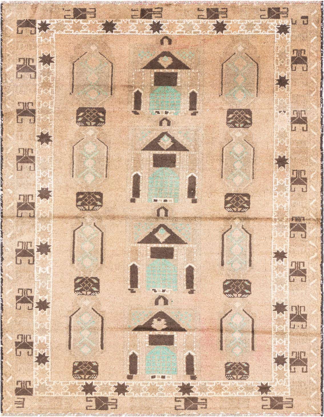 Primary image  3' 4 x 5' 9  Hand Knotted Ultra Vintage Persian Wool Rug