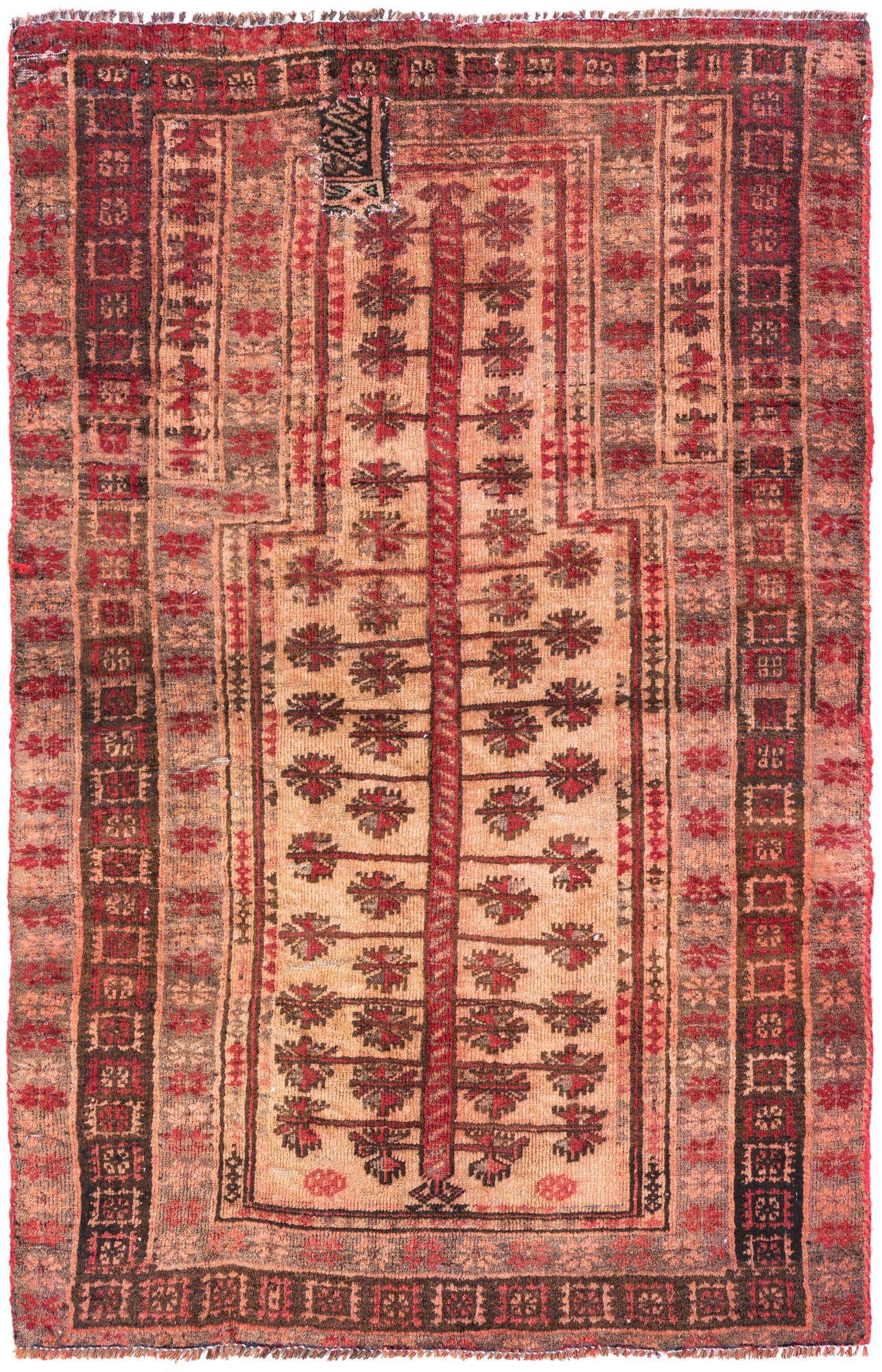 A 3x5 rectangular Ultra Vintage wool rug featuring a traditional Persian pattern in shades of brown, tan, and ivory.
