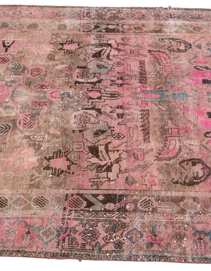 Detail image of  4' 2 x 7'  Hand Knotted Ultra Vintage Persian Wool Rug