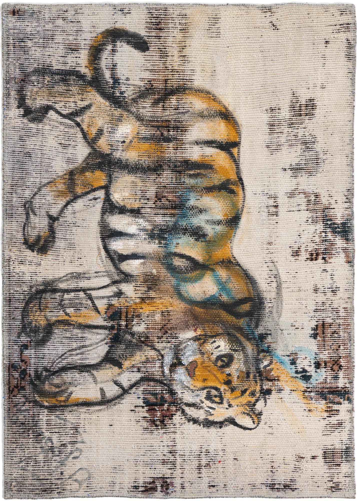  3' 2 x 4' 4  Hand Knotted Ultra Vintage Persian Wool Rug