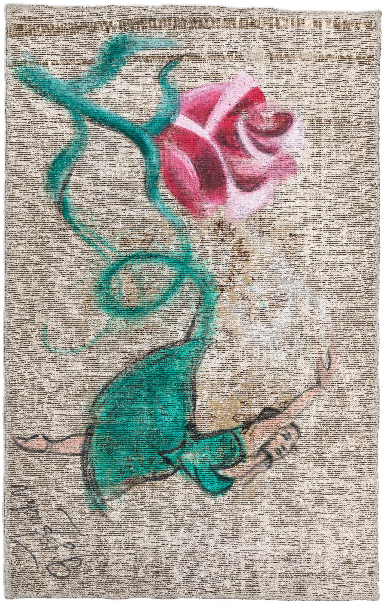  3' 3 x 5' 3  Hand Knotted Ultra Vintage Persian Wool Rug