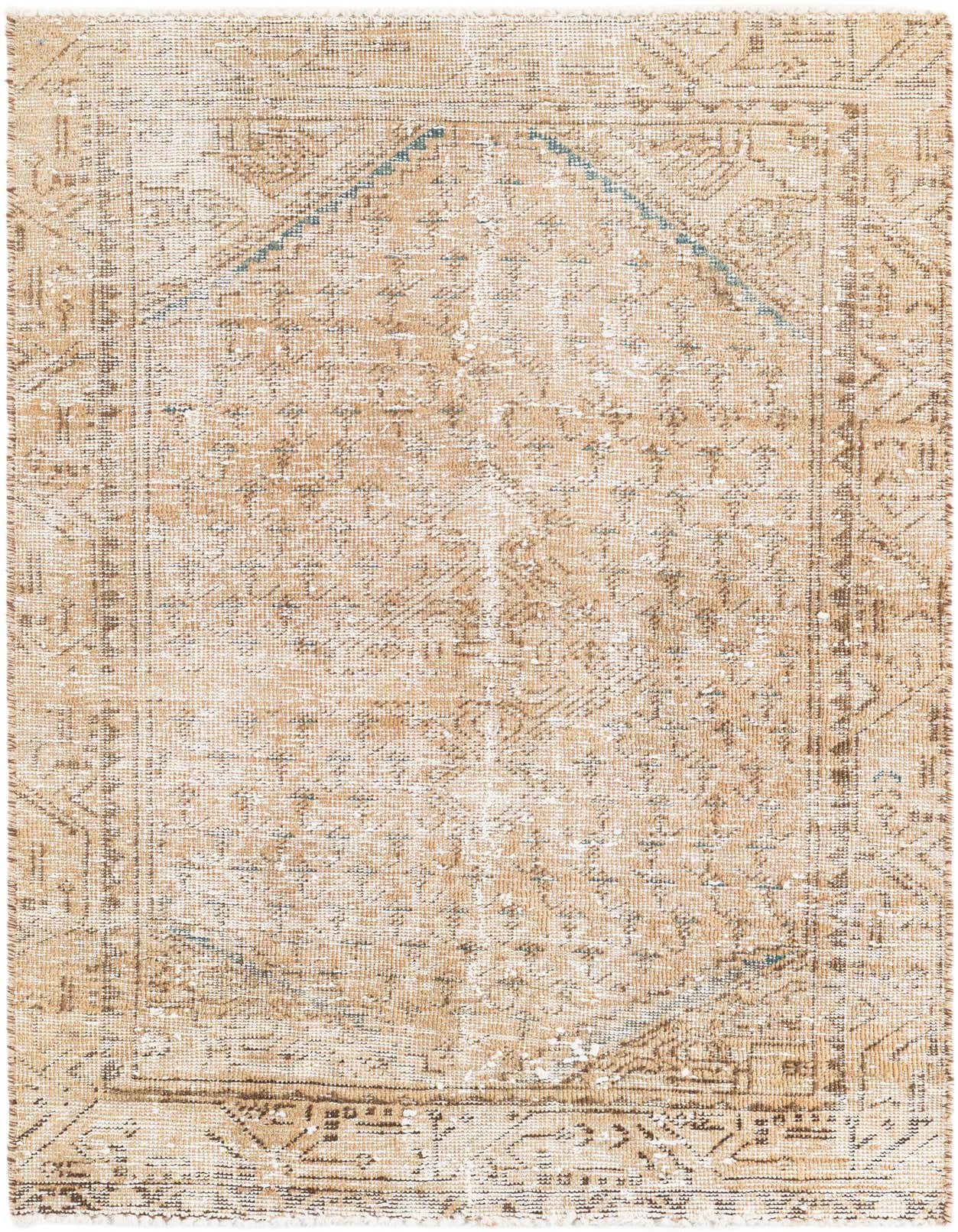 A 3x5 rectangular Ultra Vintage rug in browns, tans, and ivories with a distressed Persian pattern, suitable for an entryway.