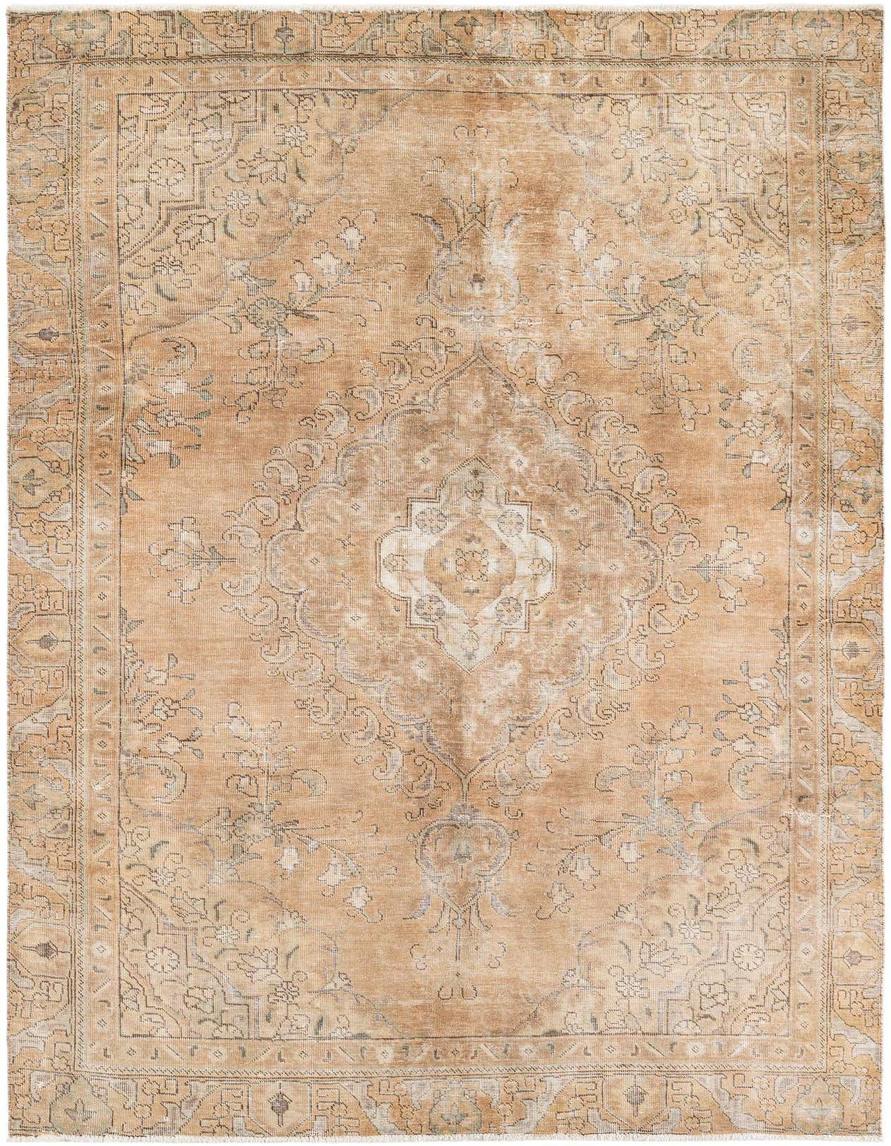 A 6x9 rectangular Ultra Vintage rug featuring a faded Persian medallion pattern in shades of brown, tan, and cream.