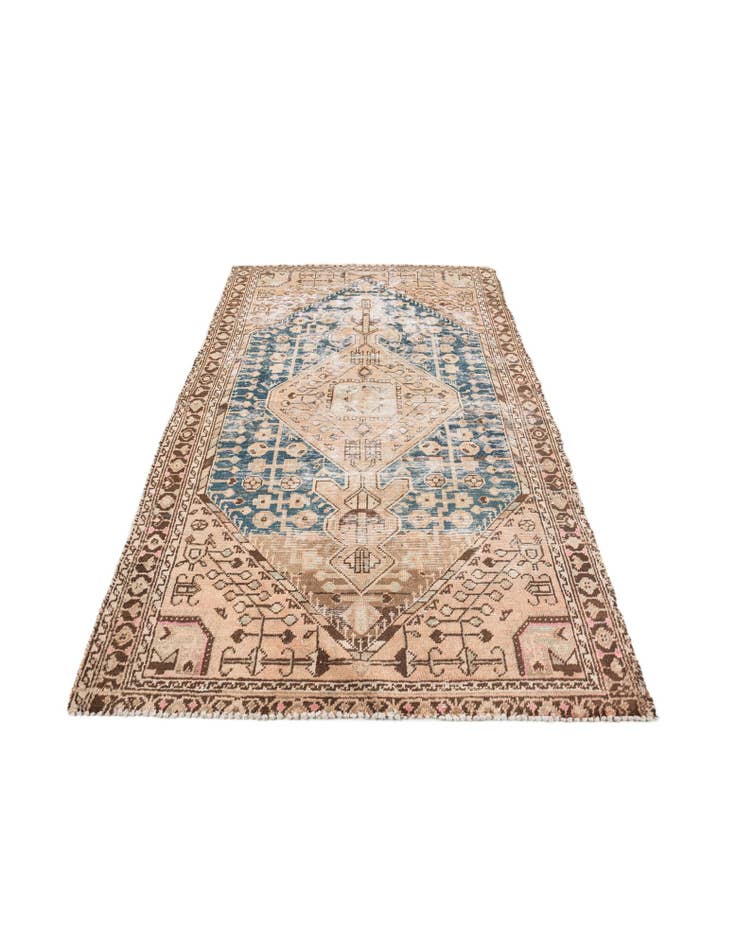 Detail image of  4' 4 x 7'  Hand Knotted Ultra Vintage Persian Wool Rug