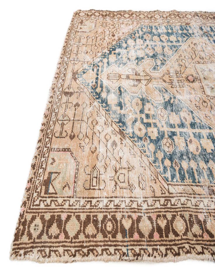 Detail image of  4' 4 x 7'  Hand Knotted Ultra Vintage Persian Wool Rug