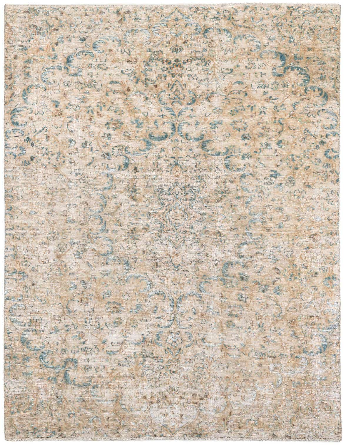 A 6x9 rectangular Ultra Vintage rug featuring an ornate Persian medallion pattern in distressed browns, tans, and ivories.