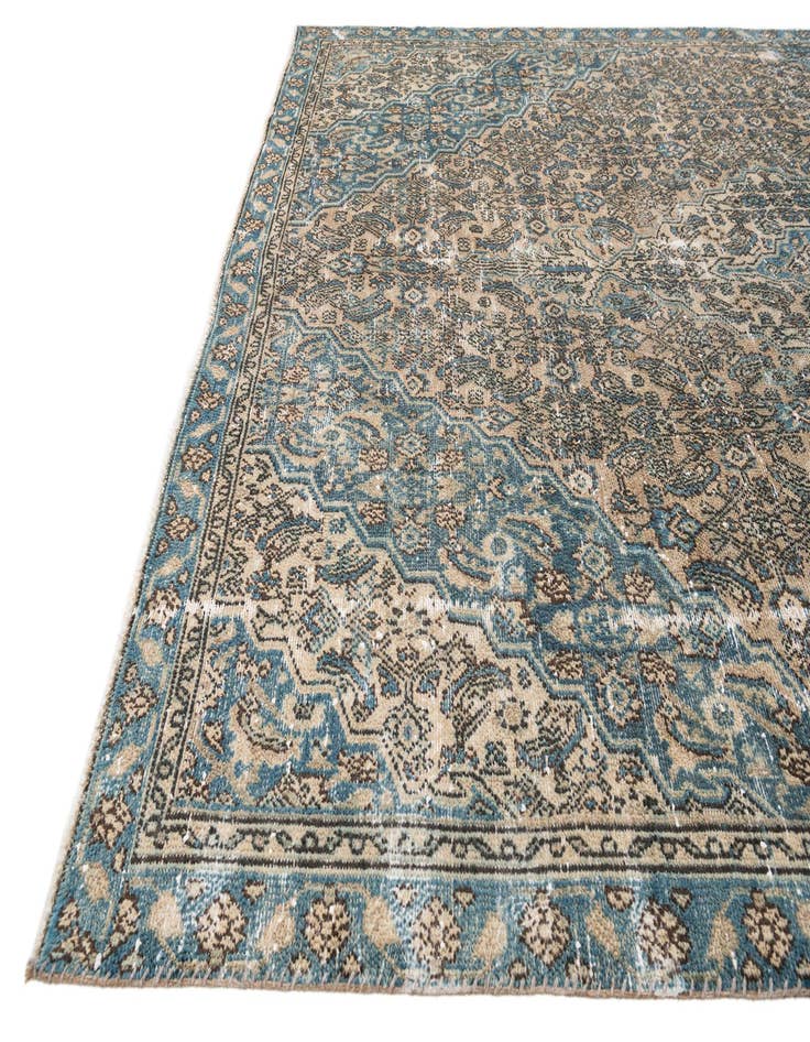 Detail image of  6' 7 x 8'  Hand Knotted Ultra Vintage Persian Wool Rug