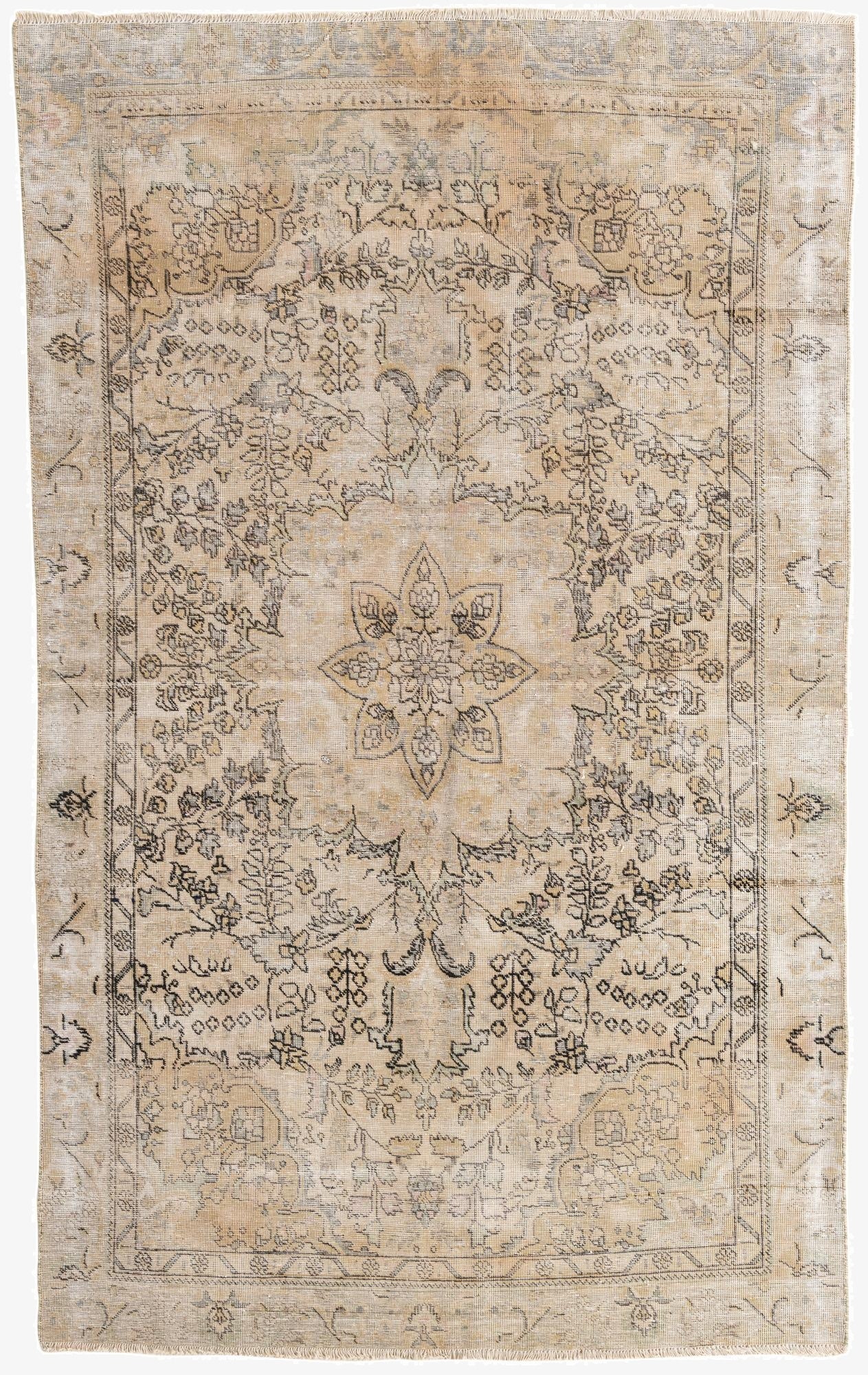  5' 7 x 9' 4  Hand Knotted Ultra Vintage Persian Wool Rug