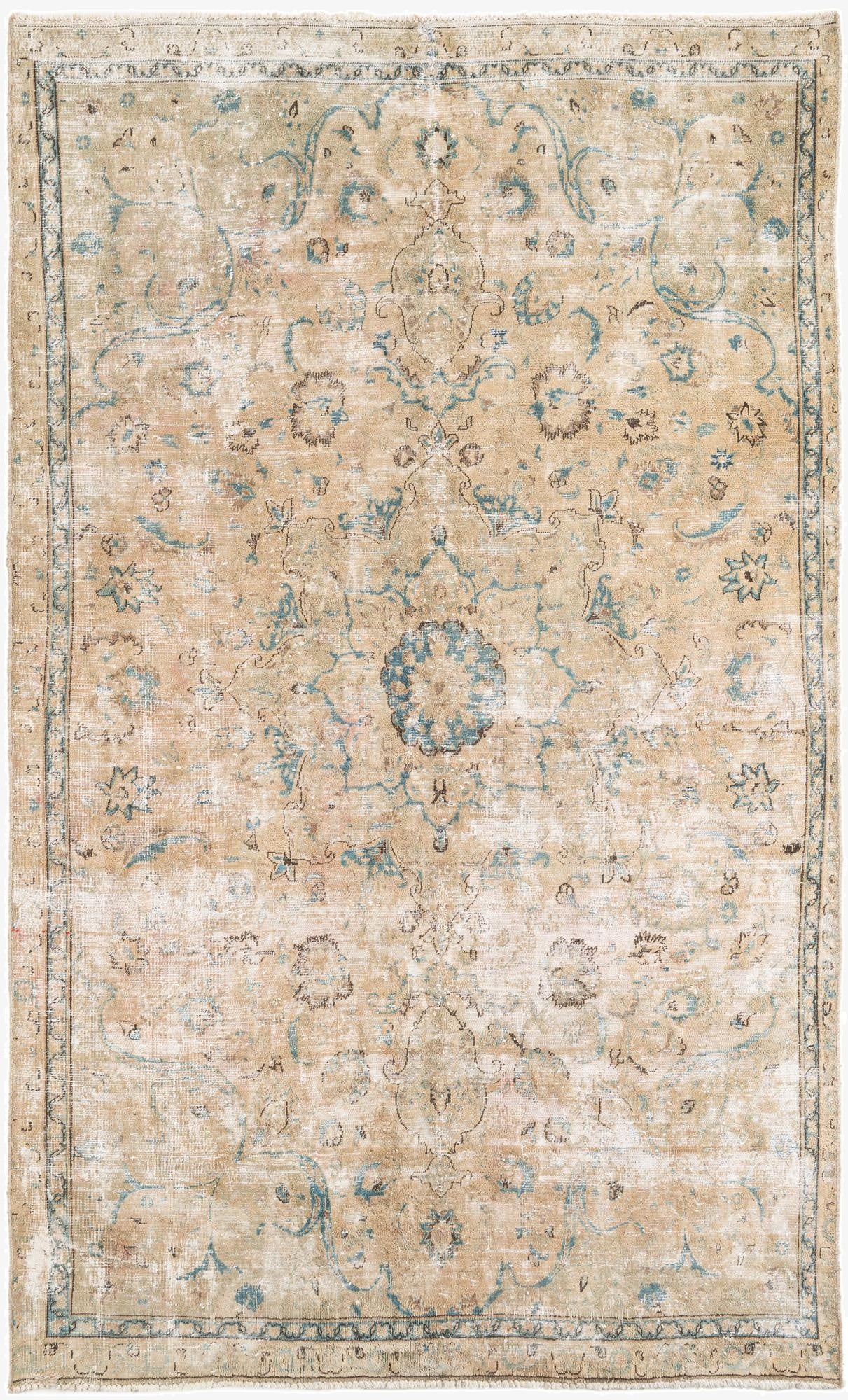  5' 7 x 9' 6  Hand Knotted Ultra Vintage Persian Wool Rug