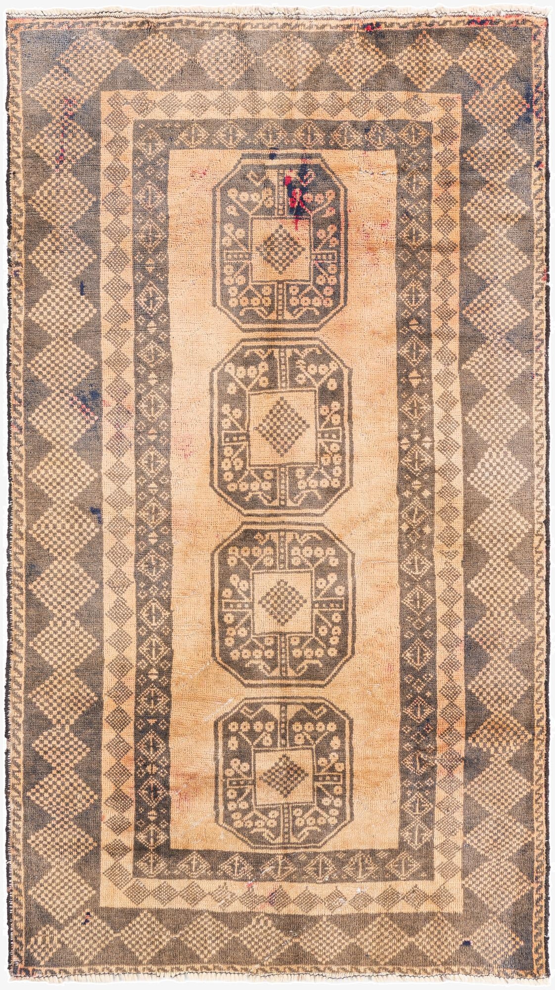  3' 6 x 6' 4  Hand Knotted Ultra Vintage Persian Wool Rug