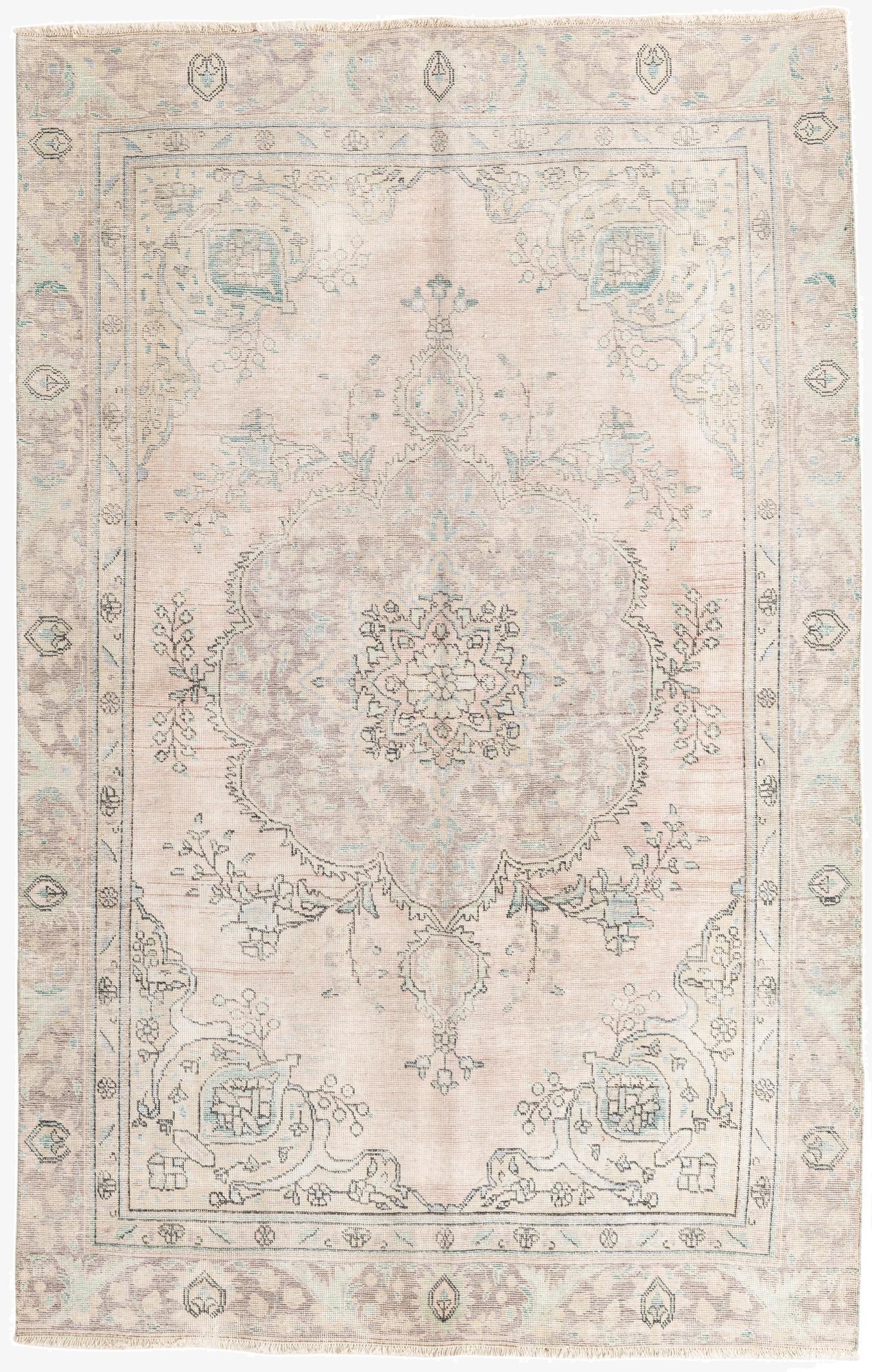  5' 9 x 9' 3  Hand Knotted Ultra Vintage Persian Wool Rug