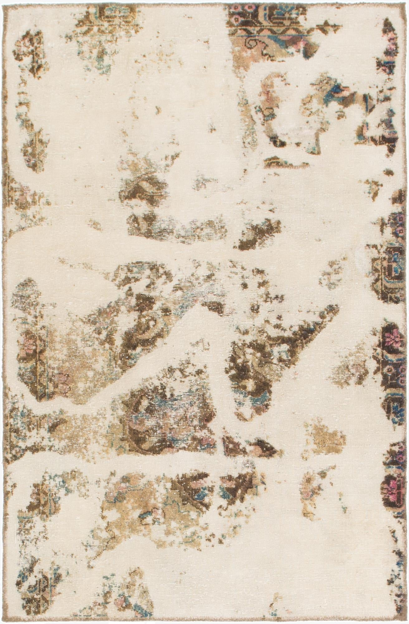  4' 7 x 6' 4  Hand Knotted Ultra Vintage Persian Wool Rug