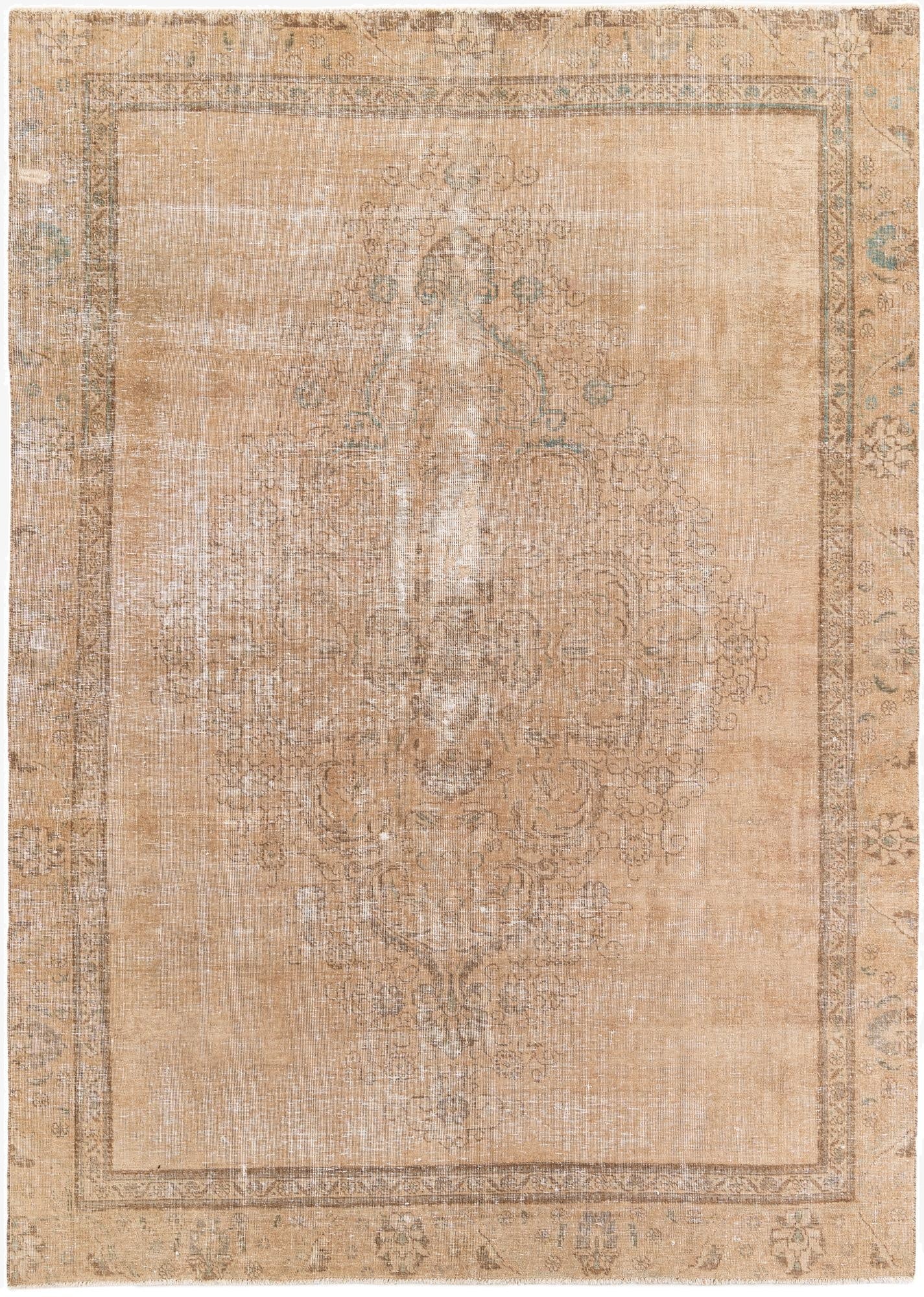  7' 2 x 10' 1  Hand Knotted Ultra Vintage Persian Wool Rug