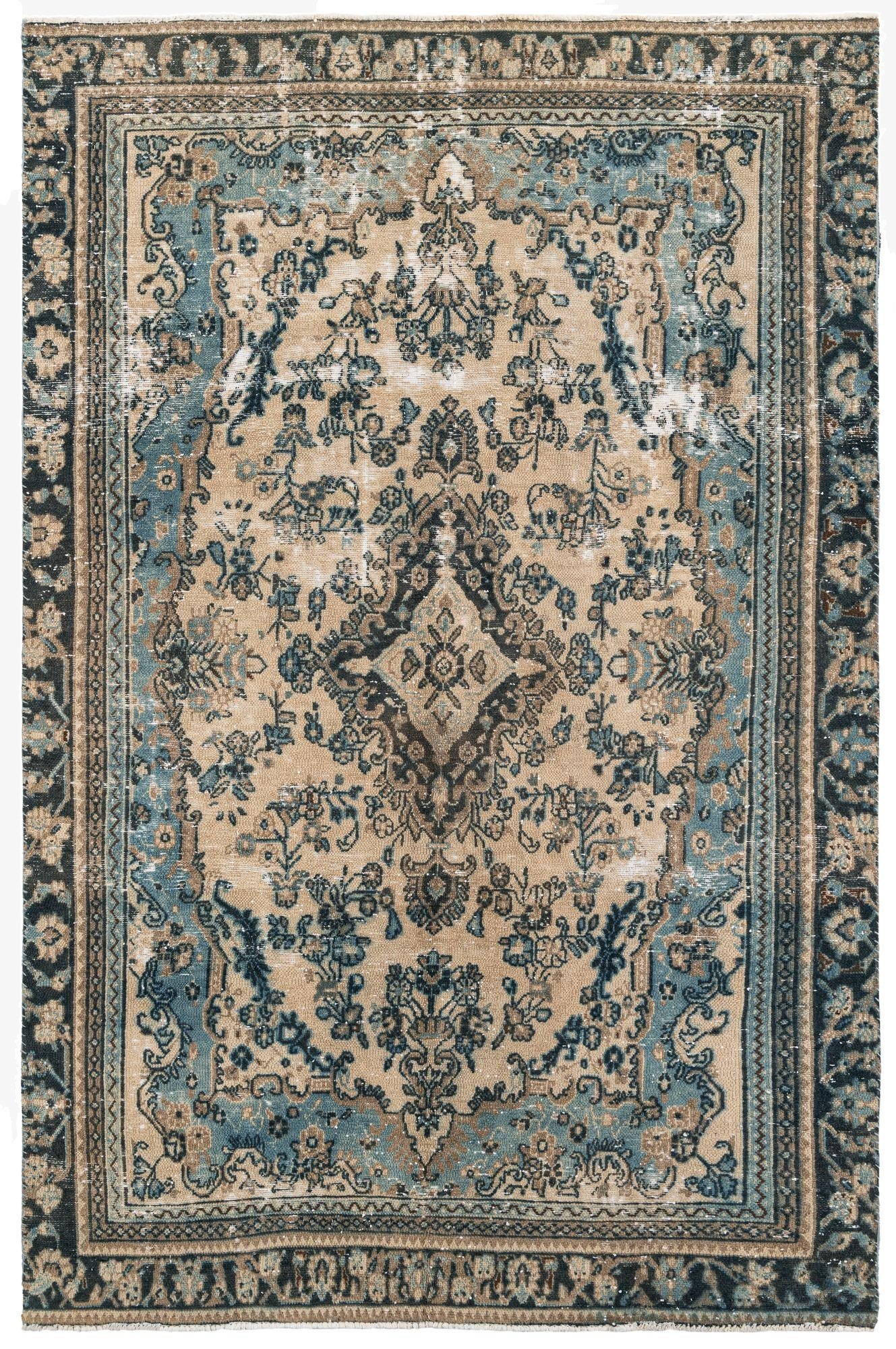  6' 3 x 9' 9  Hand Knotted Ultra Vintage Persian Wool Rug