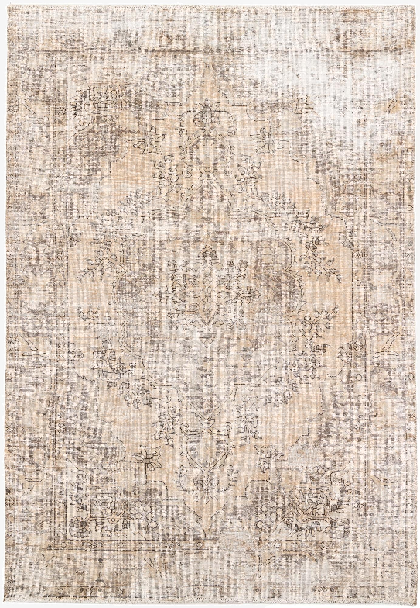  6' 7 x 9' 5  Hand Knotted Ultra Vintage Persian Wool Rug