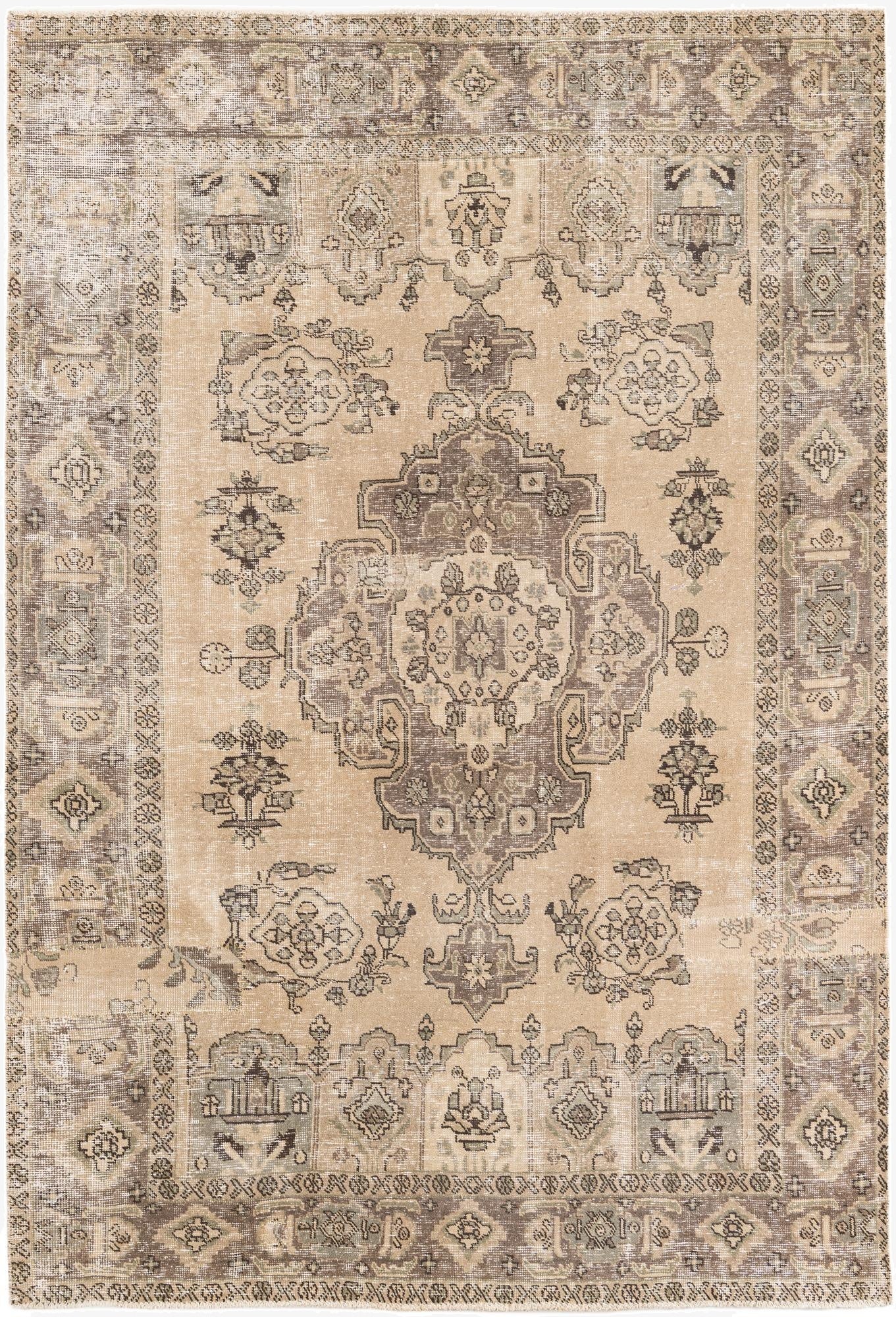  6' 5 x 9' 8  Hand Knotted Ultra Vintage Persian Wool Rug