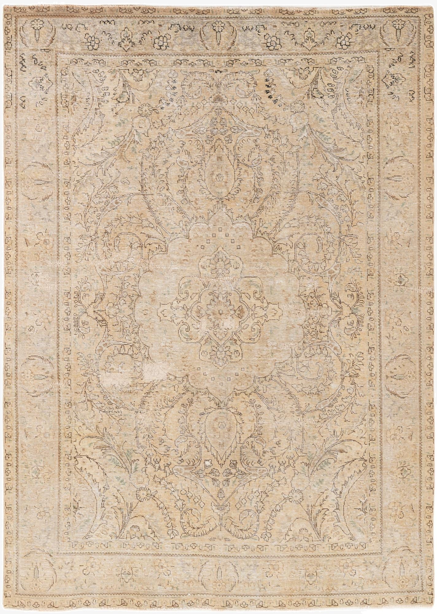  6' 9 x 9' 5  Hand Knotted Ultra Vintage Persian Wool Rug