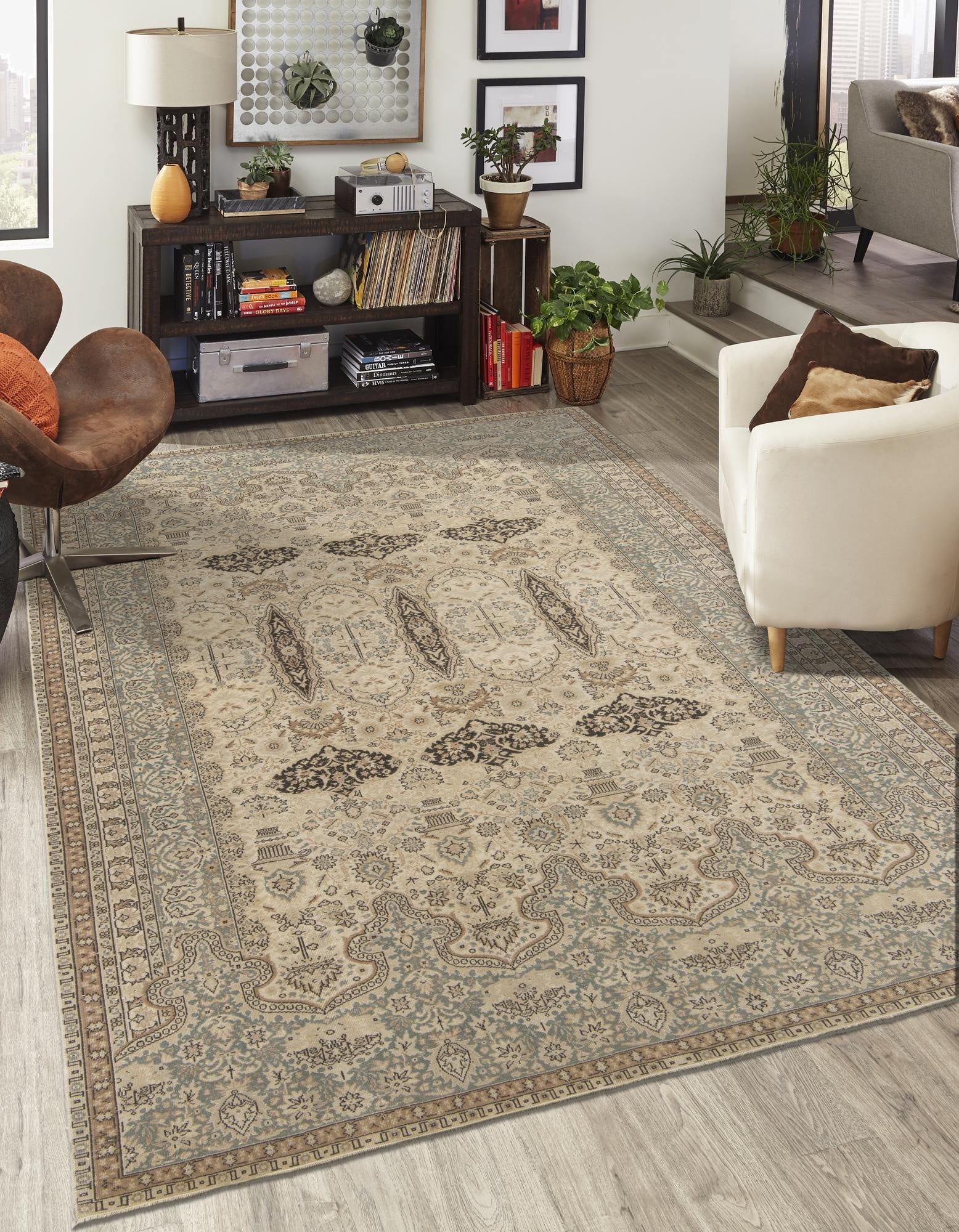  6' 10 x 10' 4  Hand Knotted Ultra Vintage Persian Wool Rug