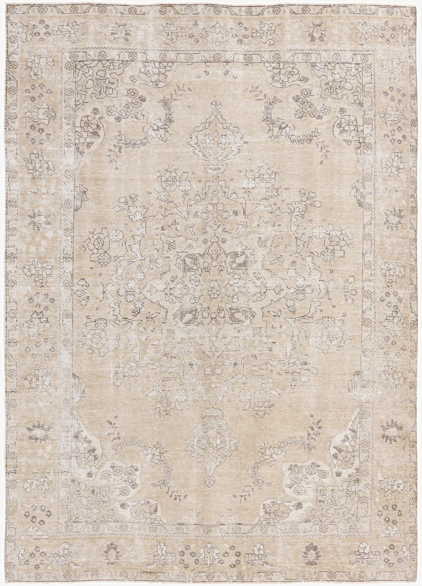  6' 7 x 9' 2  Hand Knotted Ultra Vintage Persian Wool Rug