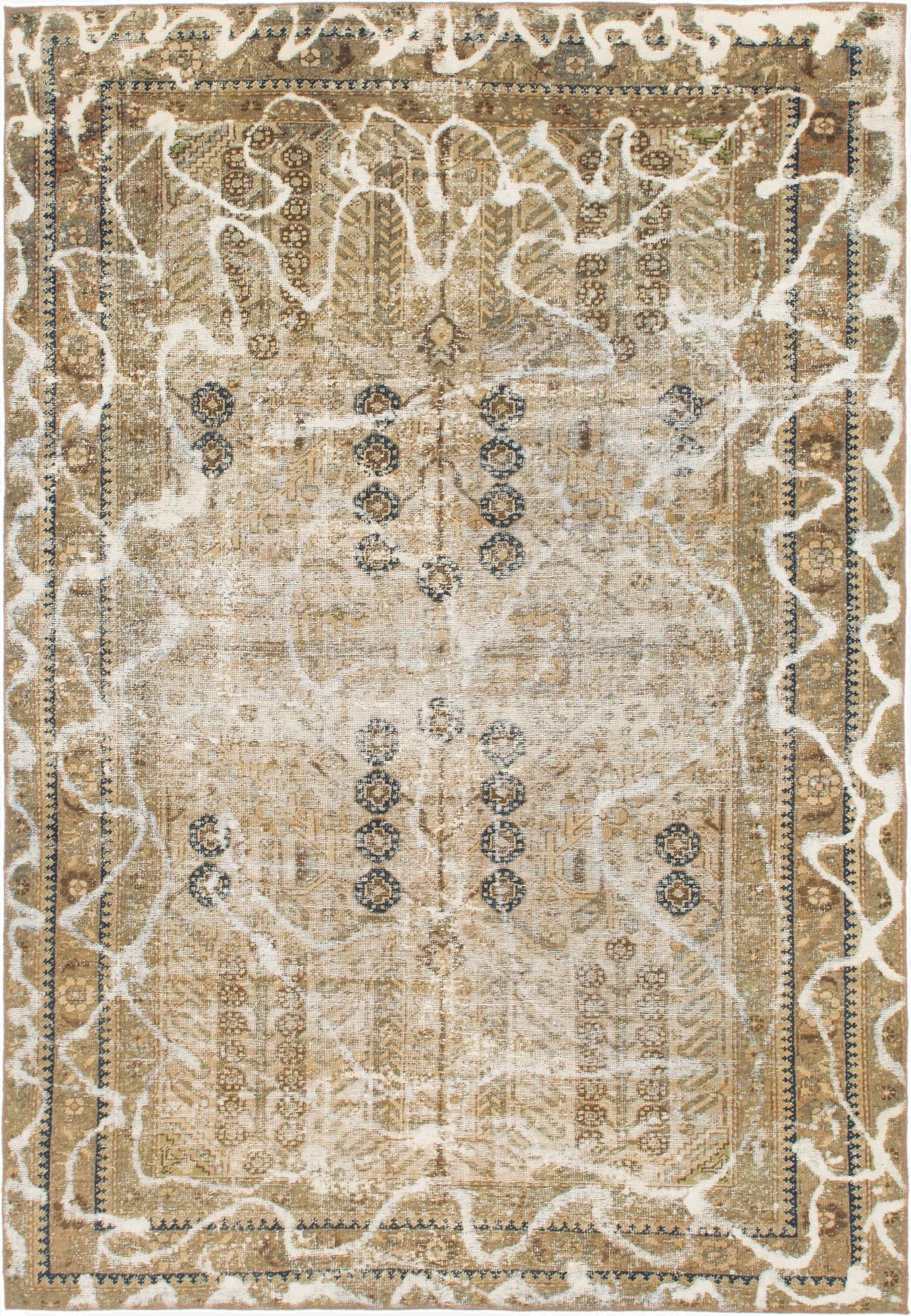  6' 8 x 9' 6  Hand Knotted Ultra Vintage Persian Wool Rug