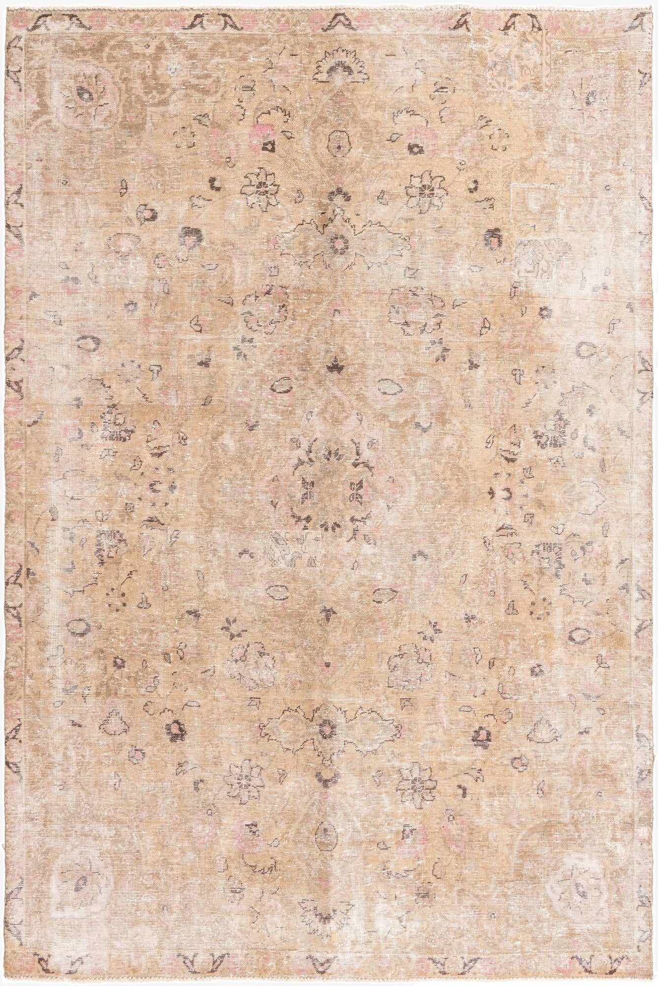  6' 8 x 10' 2  Hand Knotted Ultra Vintage Persian Wool Rug