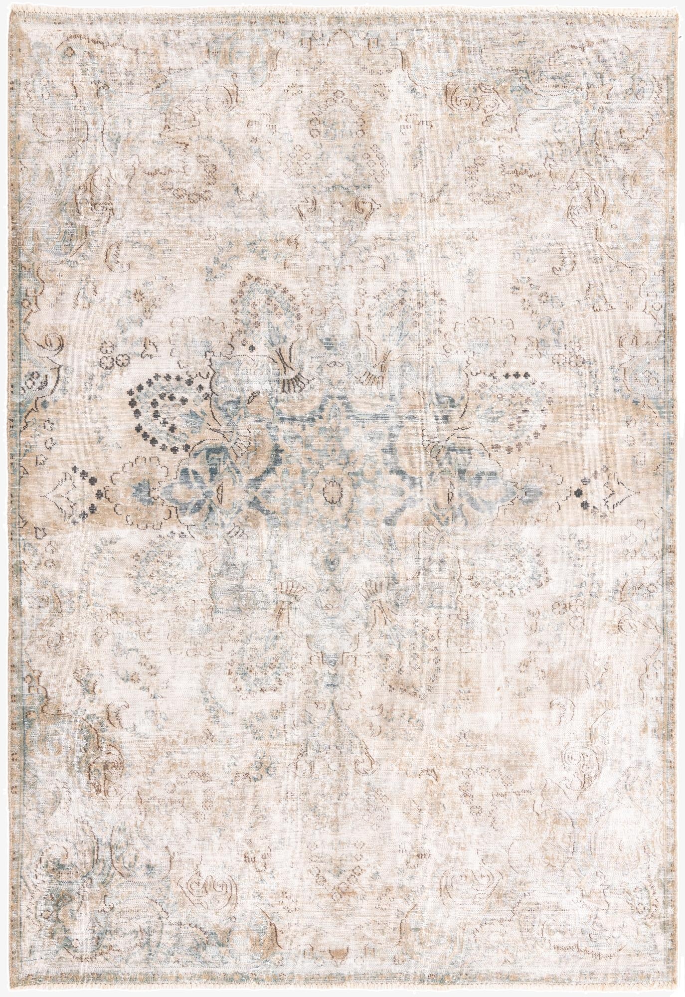  6' 2 x 9' 2  Hand Knotted Ultra Vintage Persian Wool Rug