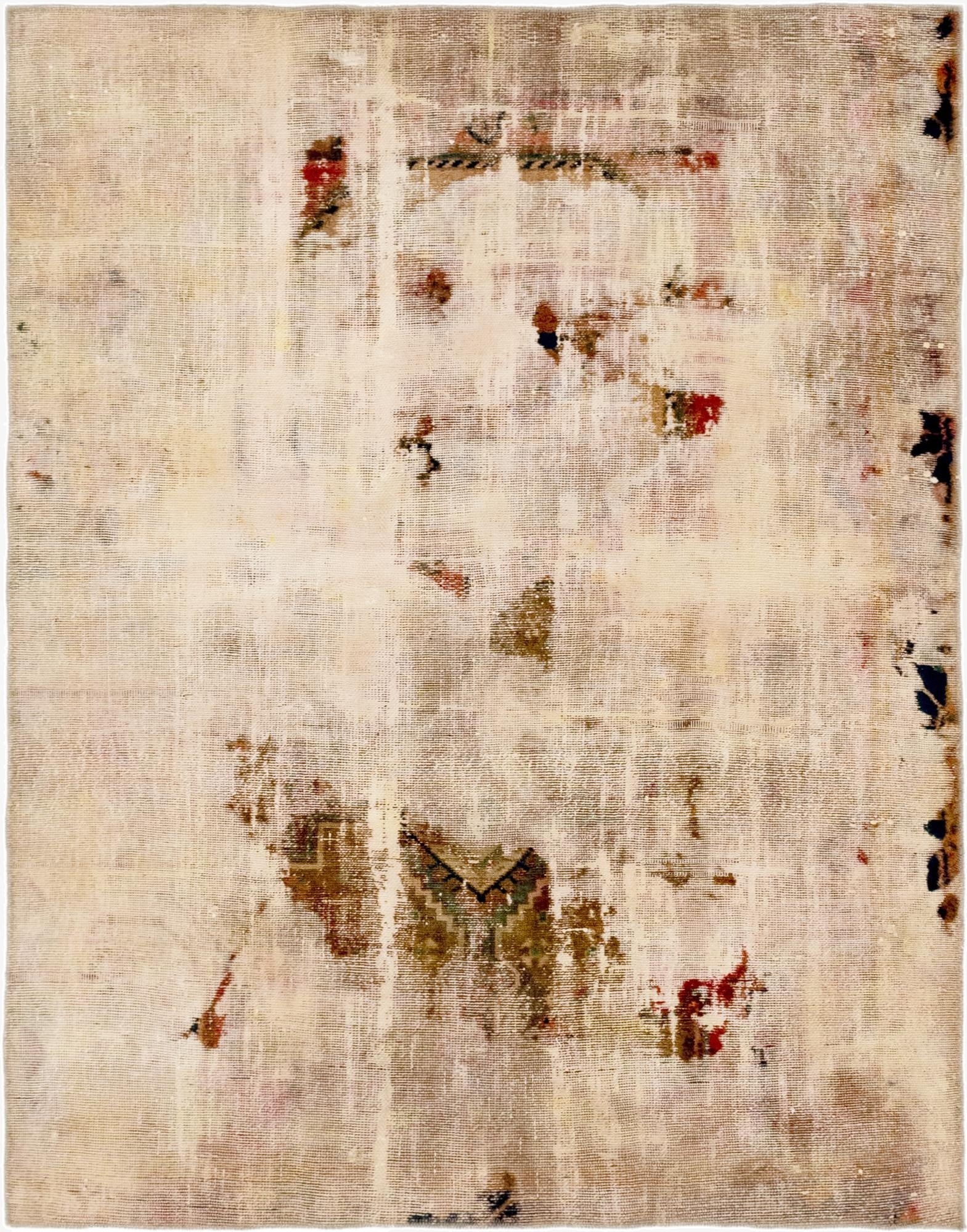  4' 7 x 6'  Hand Knotted Ultra Vintage Persian Wool Rug