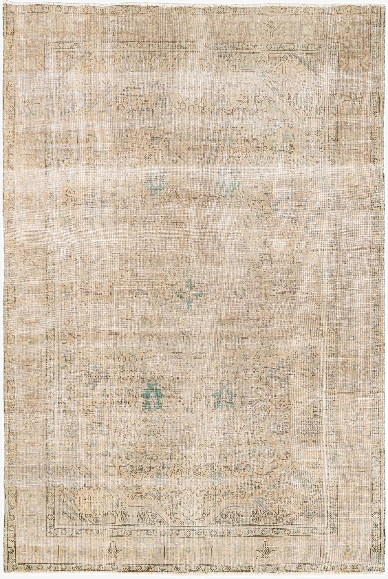  6' 4 x 9' 7  Hand Knotted Ultra Vintage Persian Wool Rug