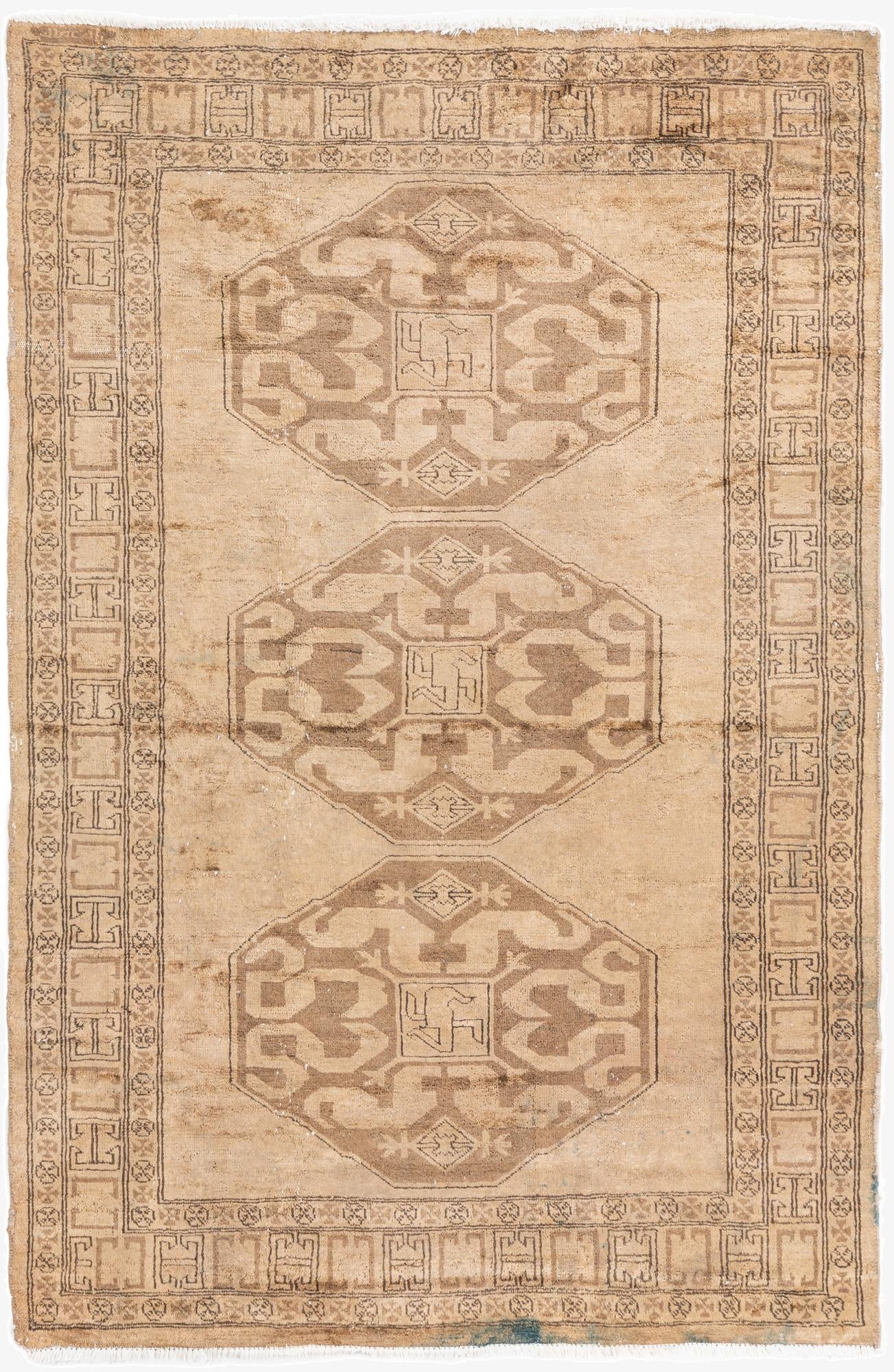  4' x 6' 1  Hand Knotted Ultra Vintage Persian Wool Rug