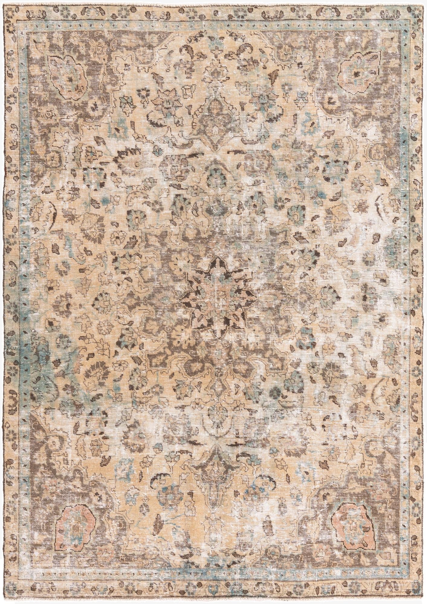  6' 5 x 9' 4  Hand Knotted Ultra Vintage Persian Wool Rug