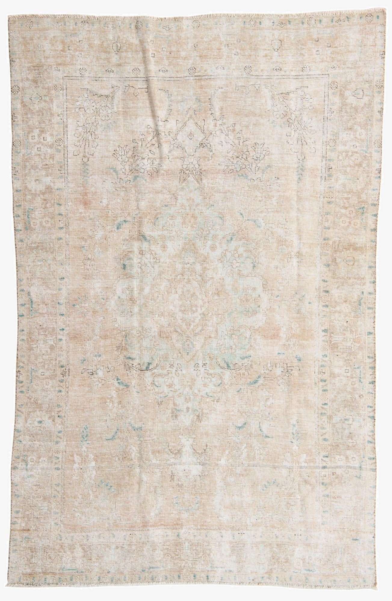  6' 3 x 9' 8  Hand Knotted Ultra Vintage Persian Wool Rug