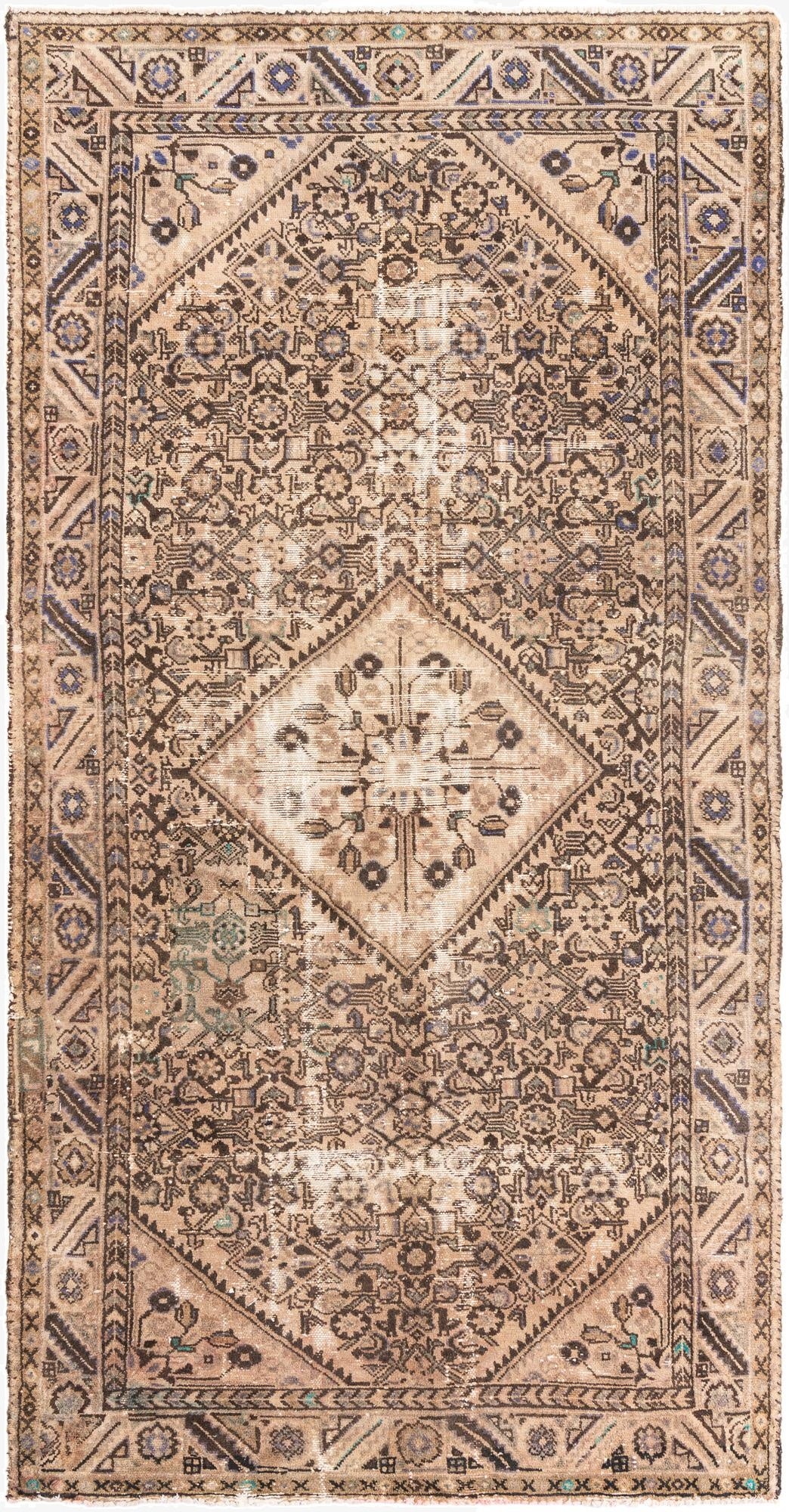  4' 9 x 9' 5  Hand Knotted Ultra Vintage Persian Wool Rug