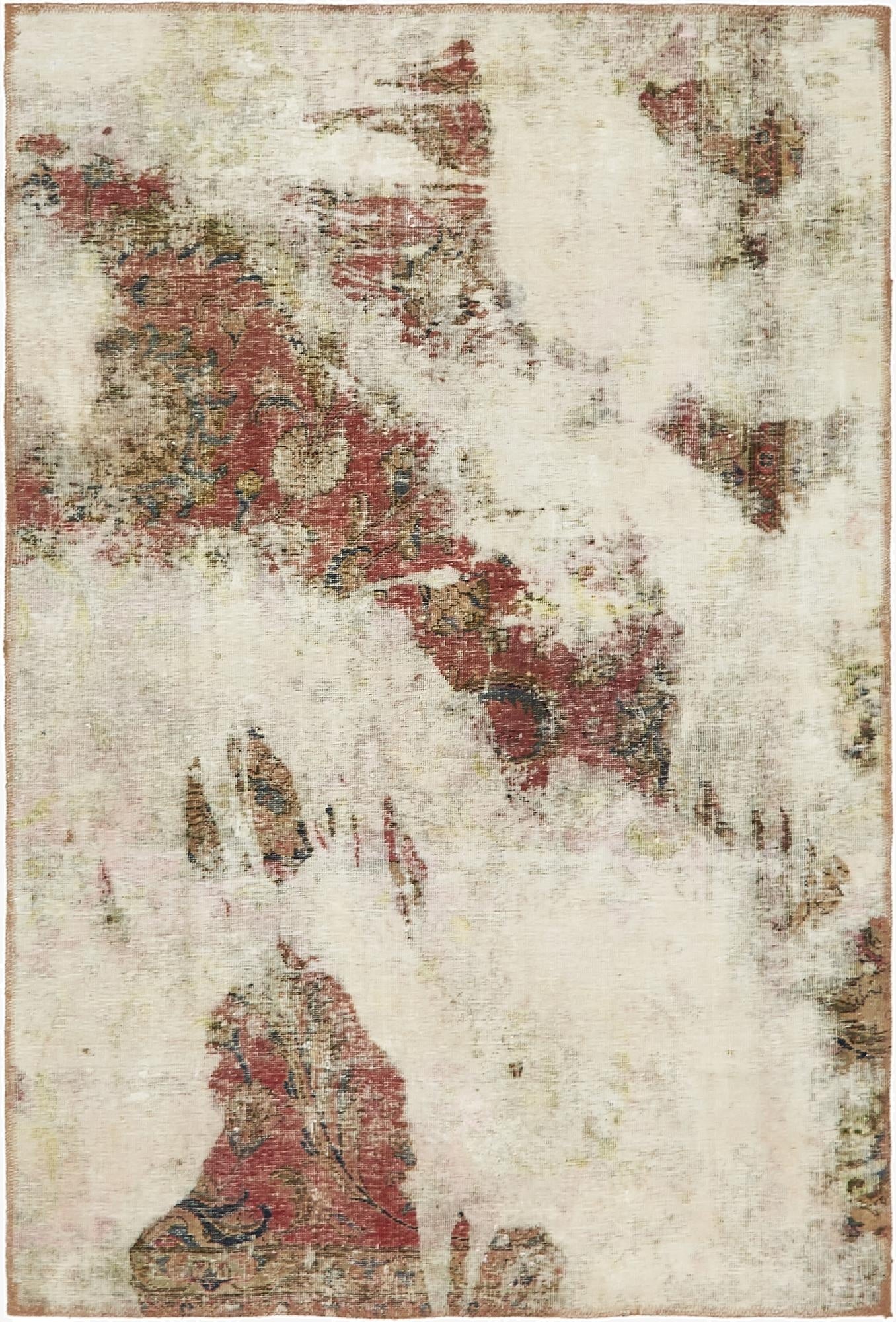  4' 3 x 6' 4  Hand Knotted Ultra Vintage Persian Wool Rug