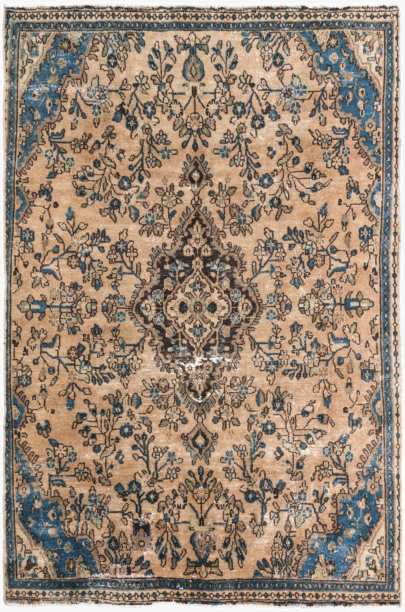  5' 7 x 8' 2  Hand Knotted Ultra Vintage Persian Wool Rug