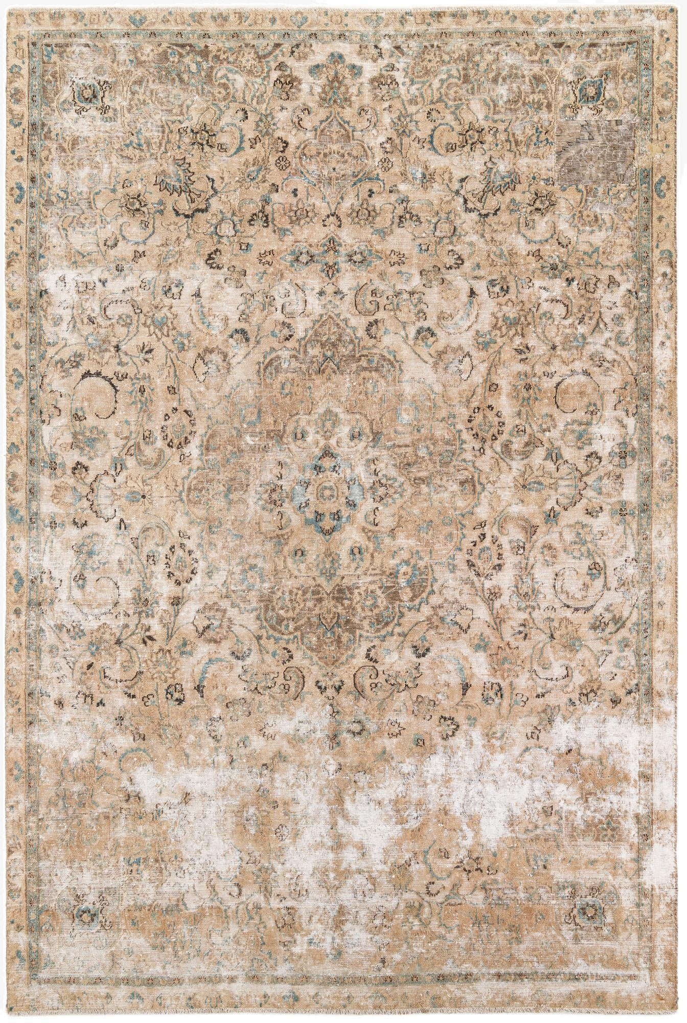  7' 1 x 10' 8  Hand Knotted Ultra Vintage Persian Wool Rug