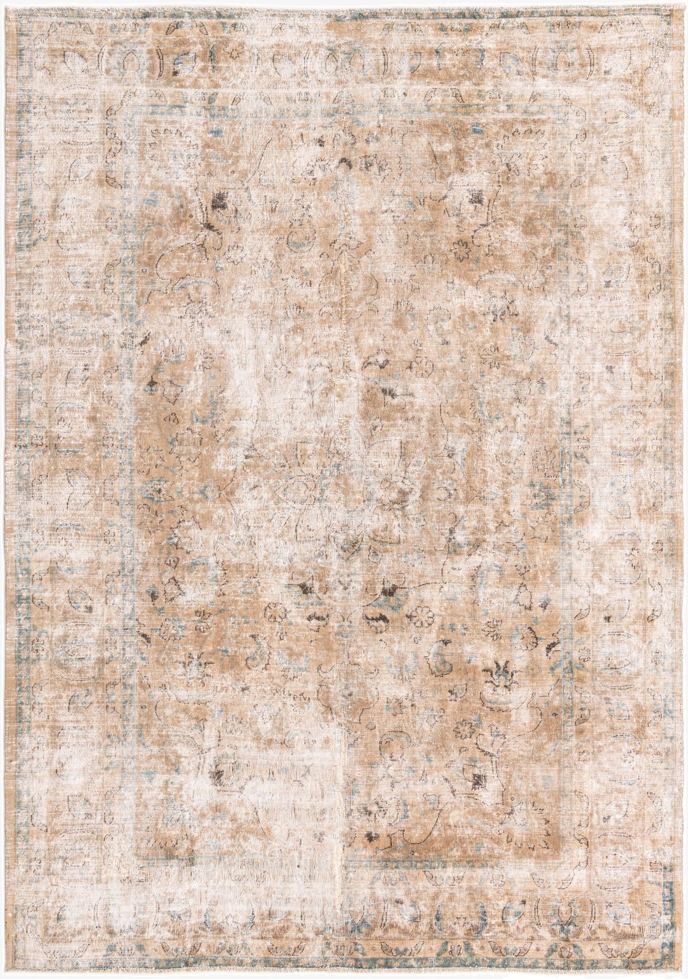  6' 8 x 9' 4  Hand Knotted Ultra Vintage Persian Wool Rug