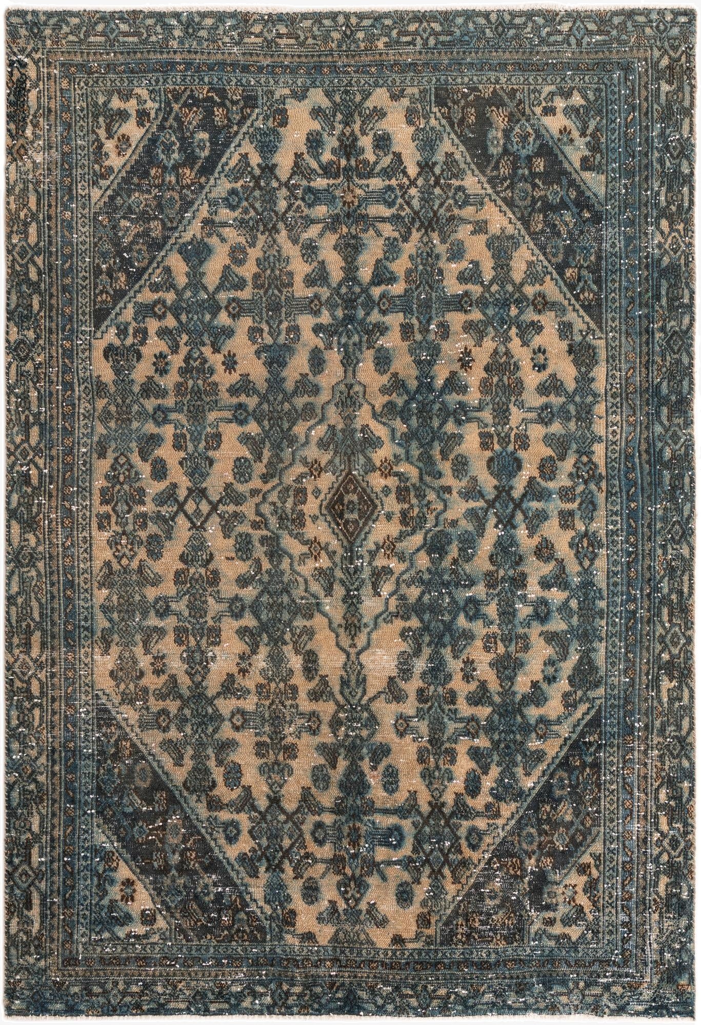  6' 8 x 9' 8  Hand Knotted Ultra Vintage Persian Wool Rug