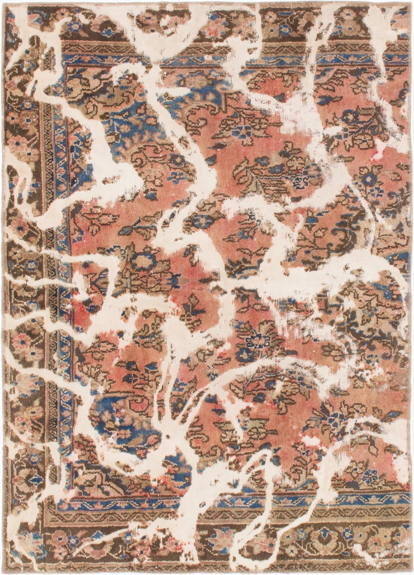  4' 6 x 6' 4  Hand Knotted Ultra Vintage Persian Wool Rug