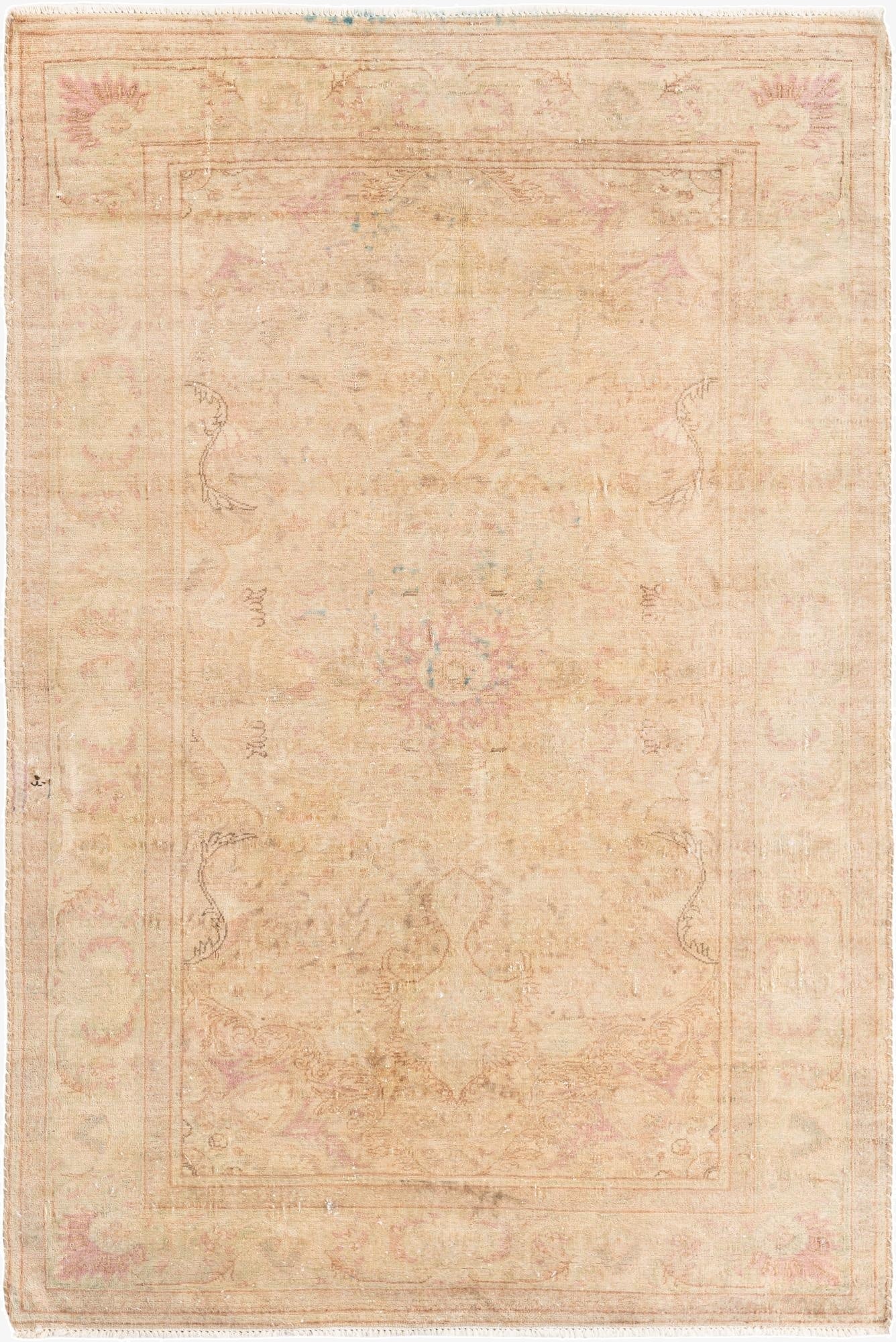  4' x 5' 9  Hand Knotted Ultra Vintage Persian Wool Rug