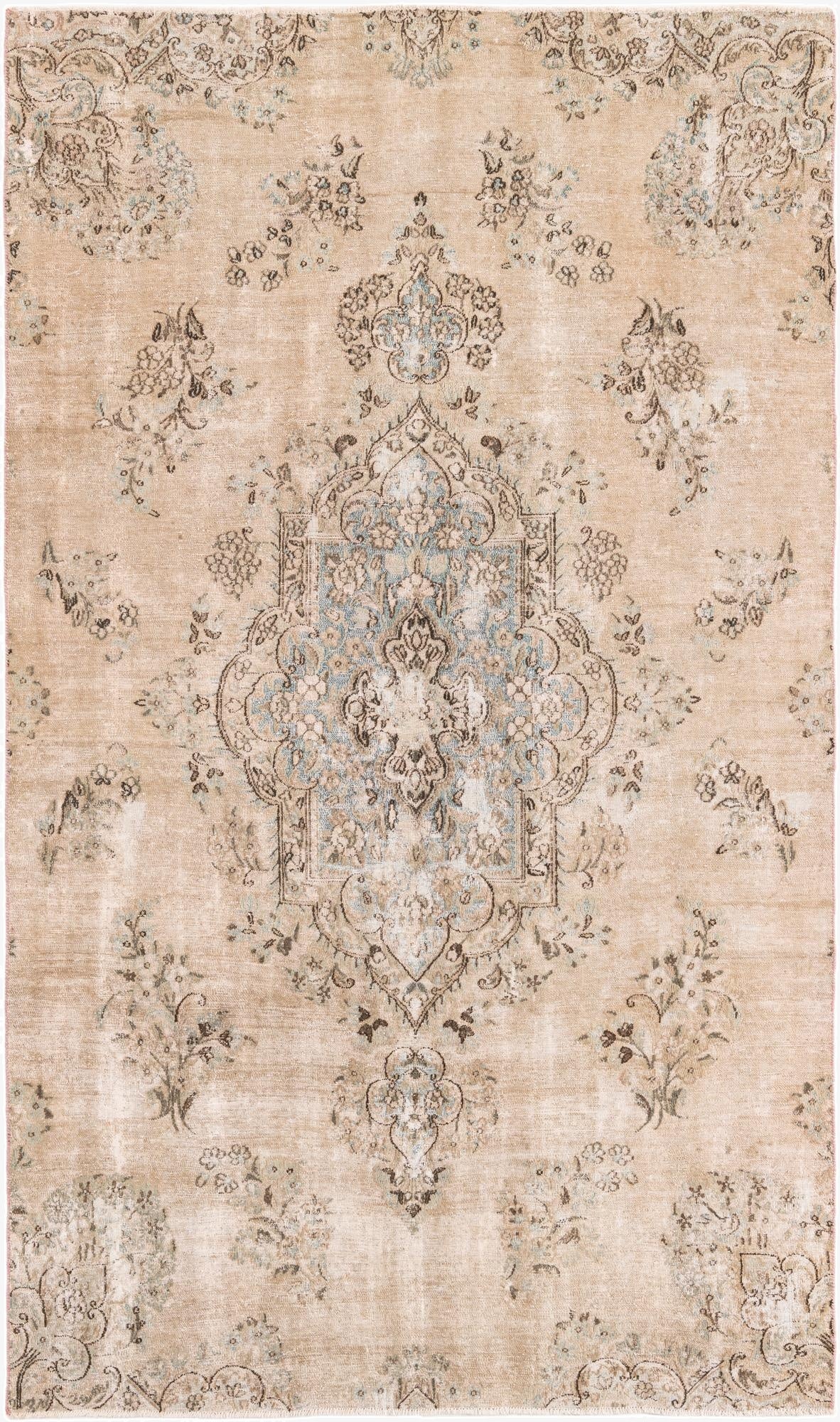  5' 1 x 8' 8  Hand Knotted Ultra Vintage Persian Wool Rug