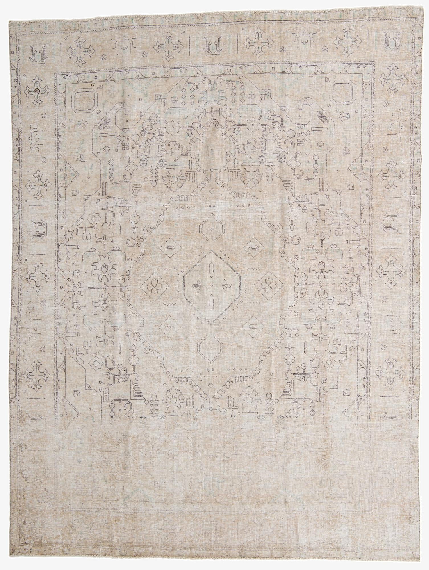  9' 7 x 12' 9  Hand Knotted Ultra Vintage Persian Wool Rug