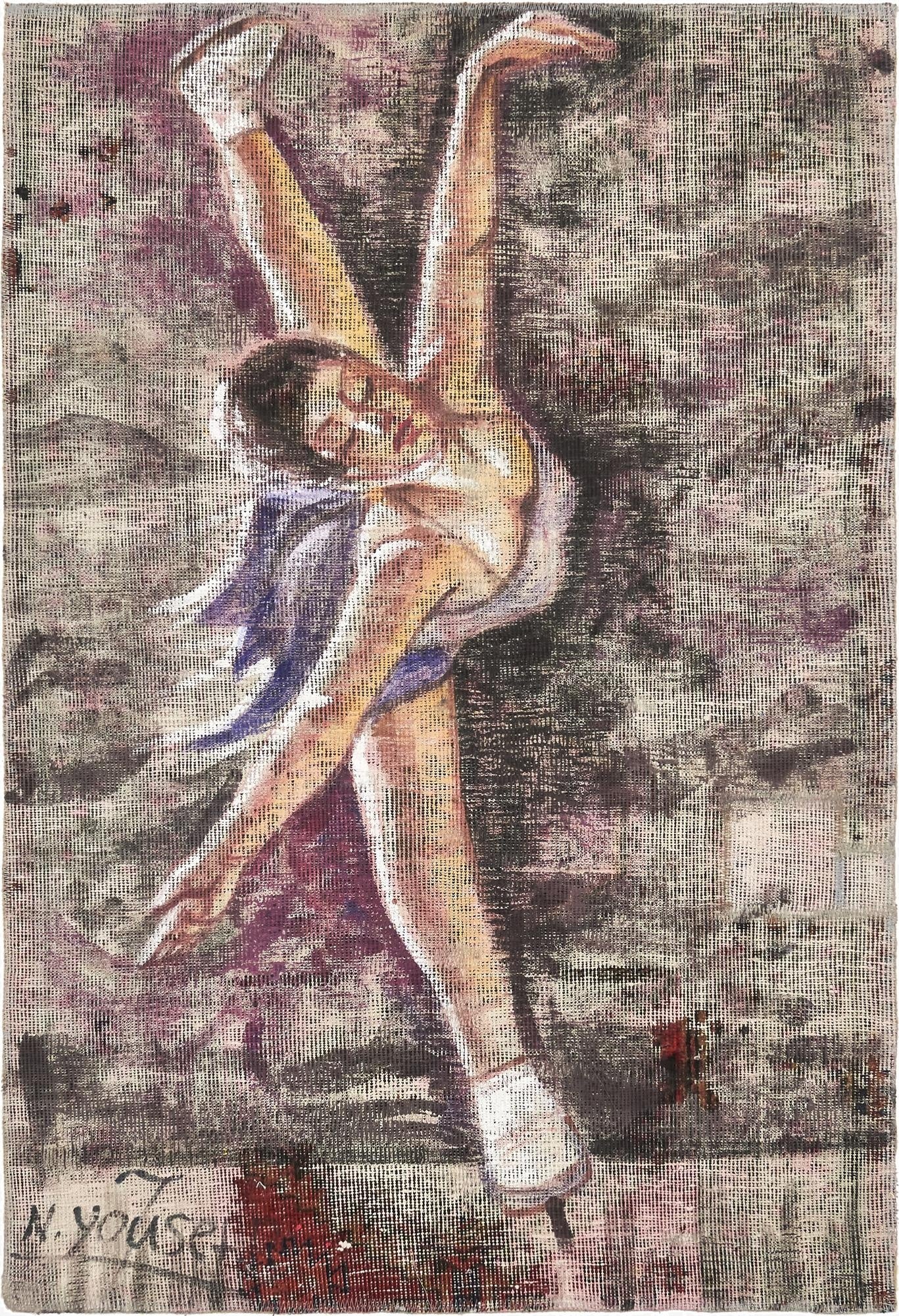  3' 2 x 4' 7  Hand Knotted Ultra Vintage Persian Wool Rug