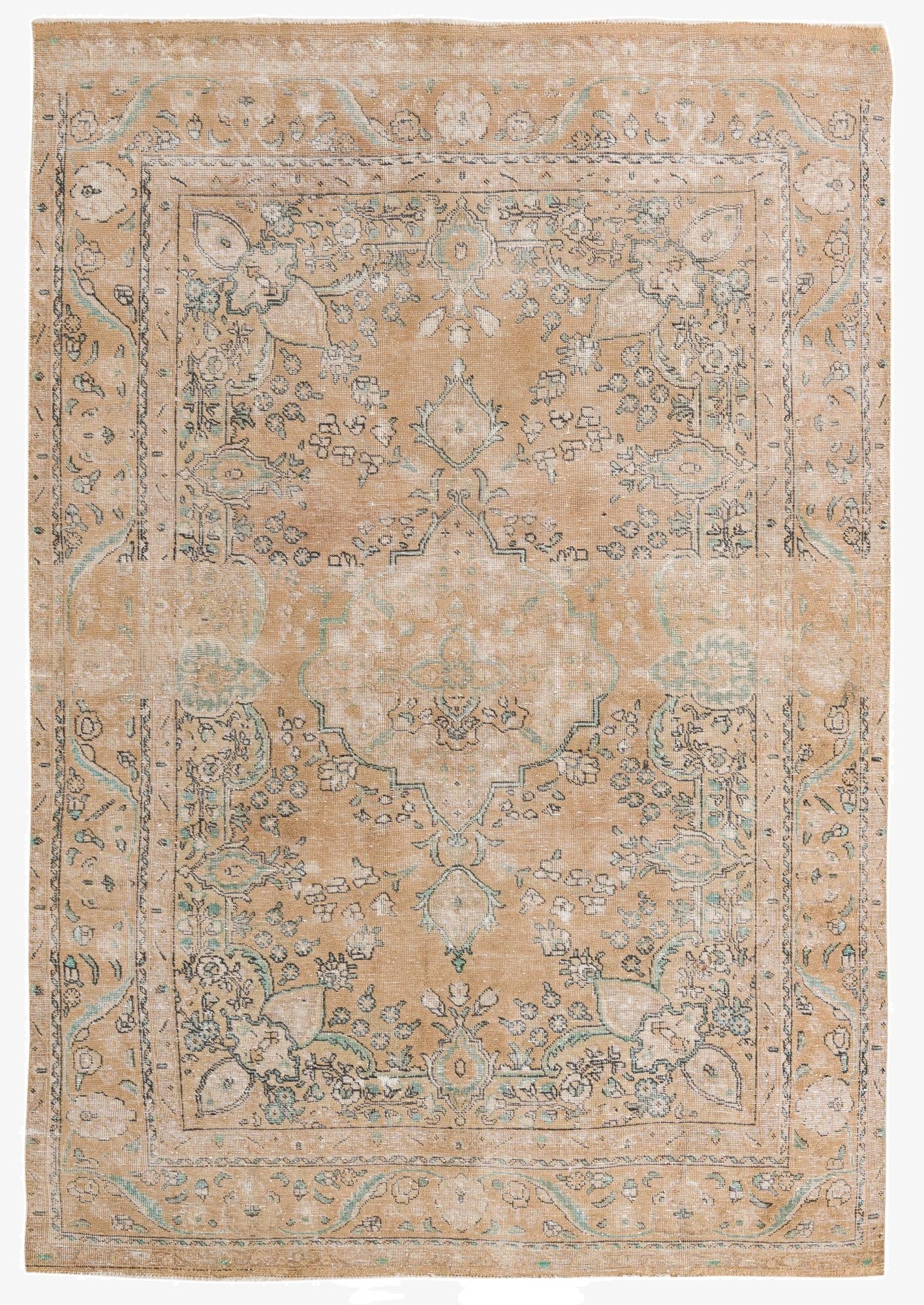  6' 9 x 9' 8  Hand Knotted Ultra Vintage Persian Wool Rug